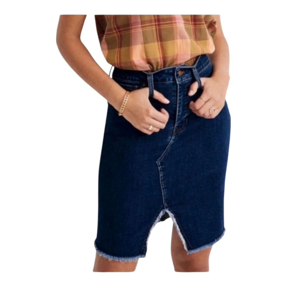 Madewell Stretch Denim Pegged Skirt in Bellhaven Wash: Cutout Edition